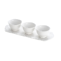 Conjunto 3 Petisqueiras Porcelana com Bandeja - Wolff