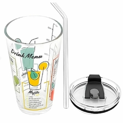 Copo Receita Drink de Vidro com Canudo 450ml - comprar online