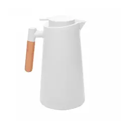 Garrafa Térmica de Plástico com Cabo de Madeira Escandinávia Branca 1L - Lyor