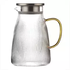 Jarra Vidro Canelado Grande com Tampa Inox 1,7 L