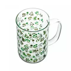 Kit 2 Canecas Vidro Borossilicato Folhas Verdes - Wolff - comprar online