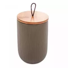 Potiche de cerâmica com tampa de bambu - Lyor