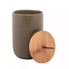 Potiche de cerâmica com tampa de bambu - Lyor - comprar online