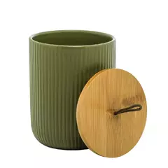 Potiche de cerâmica com tampa de bambu - Lyor - comprar online
