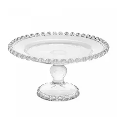 Prato com pé Boleira de cristal vidro coração - Lyor