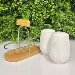 Saleiro e Pimenta de cerâmica com suporte 3 peças Oásis - Hauskraft - comprar online