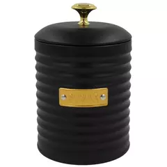 Lata Porta Açúcar Armazenar Metal Preto