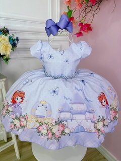 Vestido Infantil Princesa Sofia Jardim das Borboletas Pérola (1127LT)