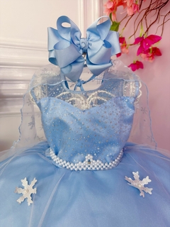 Vestido Infantil Frozen Com Capa Luxo Festas de Princesas (0011AZ) na internet
