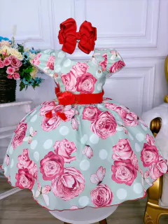 Imagem do Vestido Infantil Verde Jardim das Borboletas C/ Broche (3203VD)