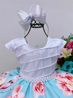 Vestido Infantil Branco Busto Nervura Jardim das Borboletas (1635BO) - comprar online