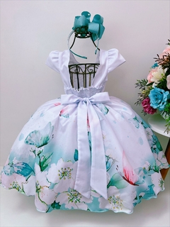 Vestido Infantil Branco Jardim das Borboletas Pérolas Strass (0710BR) - Lily Dresses Store