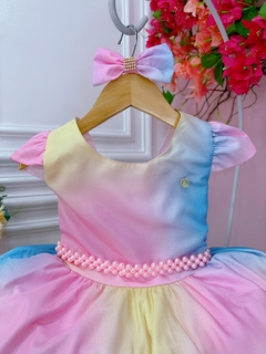 Vestido Infantil Colorido Festa dos Doces Cinto Pérolas Luxo (3191RA) na internet