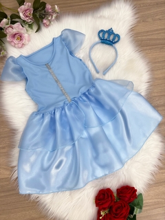 Fantasia Infantil Frozen e Cinderela Com Tiara Princesas (0101AZ) - Lily Dresses Store