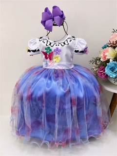 Vestido Infantil Encanto Aplique Flores Borboletas Floral Jardim Lilas (2252EA)