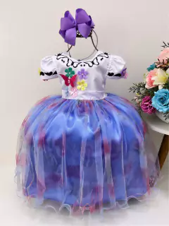 Vestido Infantil Encanto Aplique Flores Borboletas Floral Jardim Lilas (2252EA)