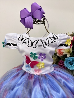Vestido Infantil Encanto Aplique Flores Borboletas Floral Jardim Lilás (2251EA) - Lily Dresses Store