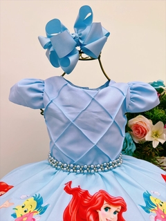 Vestido Infantil Princesa Sereia Ariel Azul Strass Pérolas (8019AR) na internet