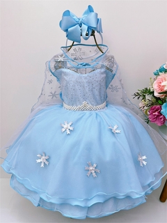 Vestido Infantil Frozen Com Capa Luxo Festas de Princesas (011FR) - comprar online
