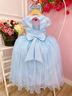 Vestido Infantil Azul Bebê C/ Busto Nervura e Pérolas Damas (4554AC) - Lily Dresses Store