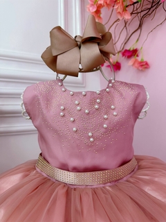 Vestido Infantil Rose C/ Strass Pérolas Damas Luxo (2214RE) - comprar online