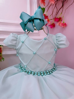 Imagem do Vestido Infantil Verde Claro Cinto de Pérolas Casamentos (7504VB)