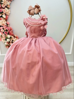 Vestido Infantil Rose Damas de Honra Casamentos C/ Broche (2304RE) - Lily Dresses Store