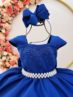 Vestido Infantil Azul Royal Busto C/ Strass Damas Formaturas (1648AR) na internet