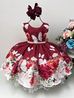 Imagem do Vestido Infantil Marsala Jardim Das Borboletas Damas Floral (1500MK)