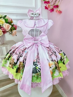 Vestido Infantil Rosa Bosque Jardim Encantado Cinto Pérolas (2768R2) - loja online