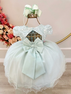 Vestido Infantil Bebê Verde C/ Renda Jardim Encantado Pérolas (3567VD) - Lily Dresses Store