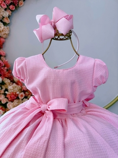 Vestido Infantil Rosa Bebê Maquinetado Luxo Damas (1669RS) na internet