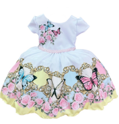 Vestido Infantil Branco Jardim das Borboletas Encantado (1135BC) - Lily Dresses Store
