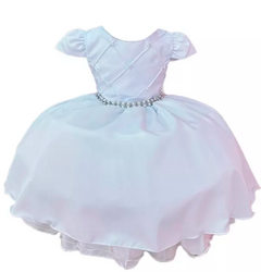 Vestido Infantil Verde Tiffany Busto Nervura C/ Pérolas Luxo (7504VF) - Lily Dresses Store