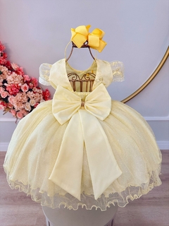 Imagem do Vestido Infantil Jardim Encantado Amarelo Aplique Borboletas (0279AM)