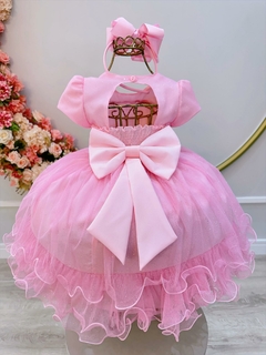 Vestido Infantil Rosa Bebê Jardim Encantado C/ Babados Luxo (4581RS) - Lily Dresses Store