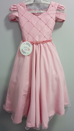 Vestido Infantil Rose C/ Busto Nervura Cinto Pérolas Damas (2782RN) - comprar online