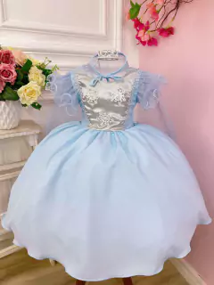 Vestido Infantil Princesas Frozen Elsa e Anna C/ Capa (3613AP) - loja online