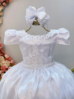 Vestido Infantil Branco C/ a Renda Realeza Daminhas (2259BD) - loja online