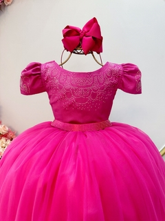 Vestido Infantil Pink C/ Strass Casamentos Luxo (2223PK) na internet