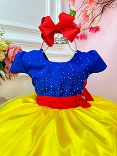 Vestido Infantil Princesa Branca de Neve C/ Broche e Strass (2004AA) - comprar online