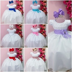 Vestido Infantil Branco C/ Busto Plissado para o Montar o Kit (1290BR) na internet