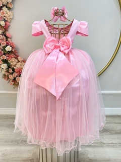 Imagem do Vestido Infantil Longo Rosa Com Strass e Pérolas Daminhas (2257RA)