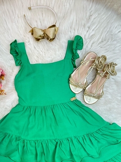 Vestido Infantil Verde Bandeira de Alça Casual Luxo (3491VB) - loja online