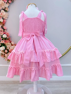 Imagem do Vestido Infantil Rosa Claro de Alça Casual Luxo (3500RS)
