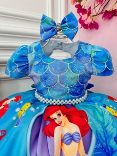 Vestido Infantil Fundo do Mar C/ Escamas Ariel e Linguado (1054CC) - comprar online
