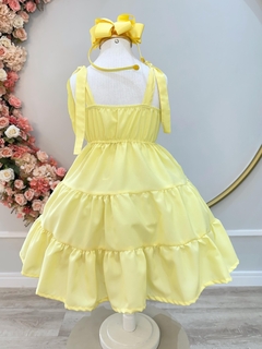 Vestido Infantil de Alça Amarelo Busto Bordado Casual Luxo (1361AM) - comprar online