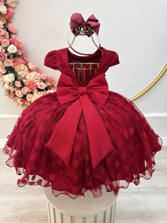 Imagem do Vestido Infantil Marsala Tule Com Bolinhas Strass e Pérolas (4473MA)