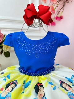 Vestido Infantil Branca de Neve Festa C/ Cinto de Pérolas (5063AM) - Lily Dresses Store