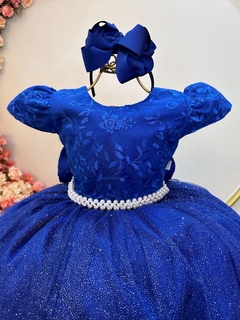 Vestido Infantil Azul Royal C/ Renda Daminhas de Honra Longo (2347AR) na internet
